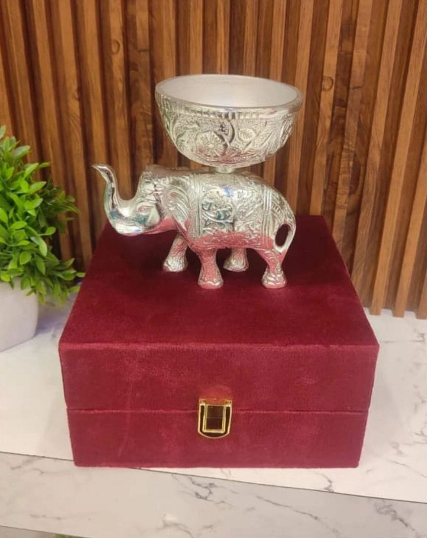 Silver Elephant Decorative Bowl