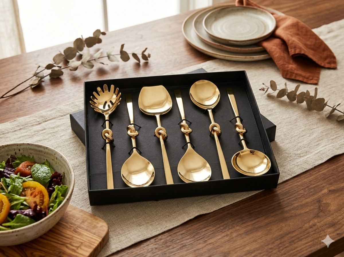 Stainless steel salad server set