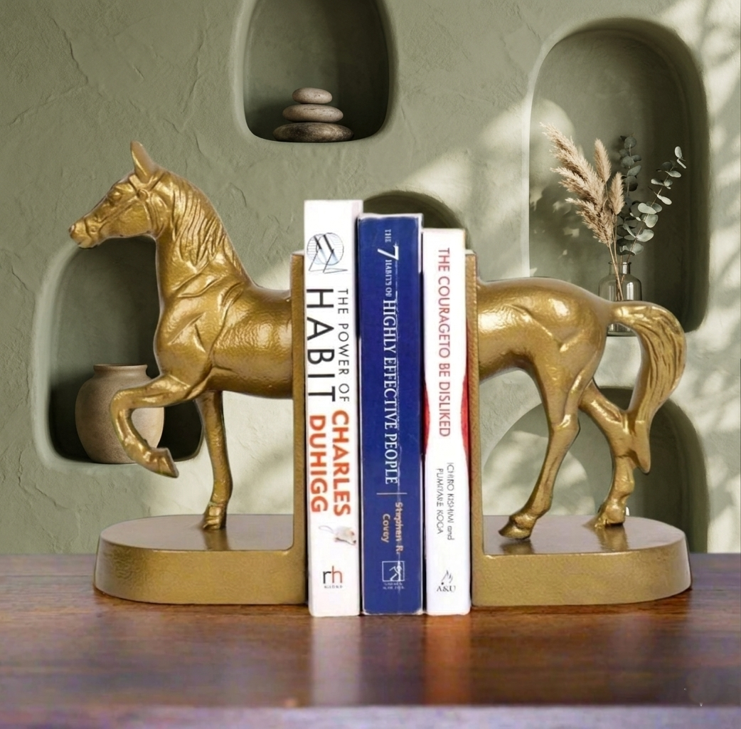 Stallion Golden Horse Bookends