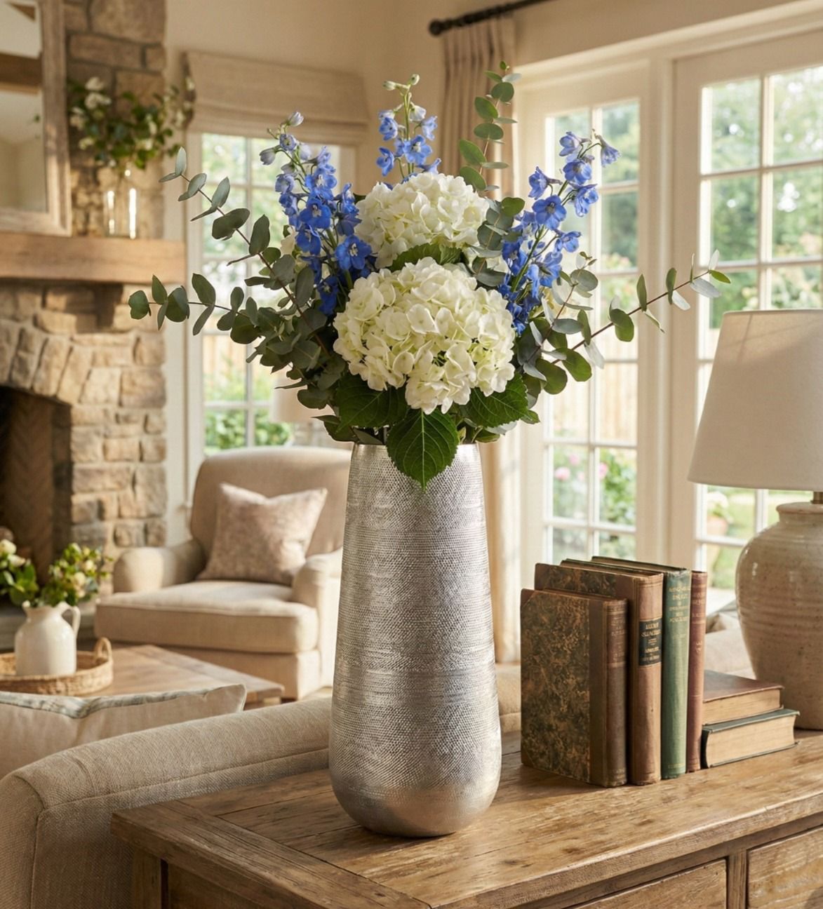Self textured aluminium vase.