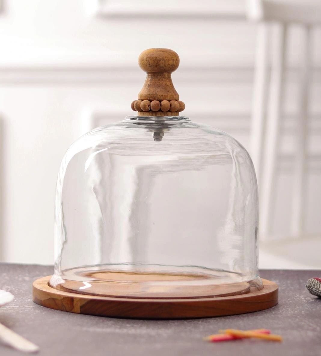 Cake Dome With rustic Wooden Knob