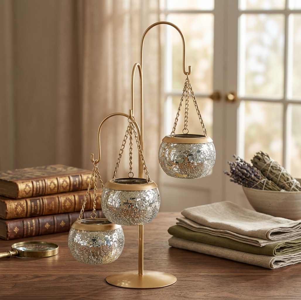 Elegant Hanging Glass Mosaic Lanterns