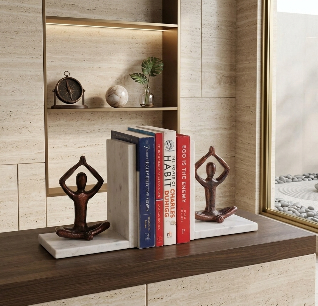 Bookend With Yoga Figurines