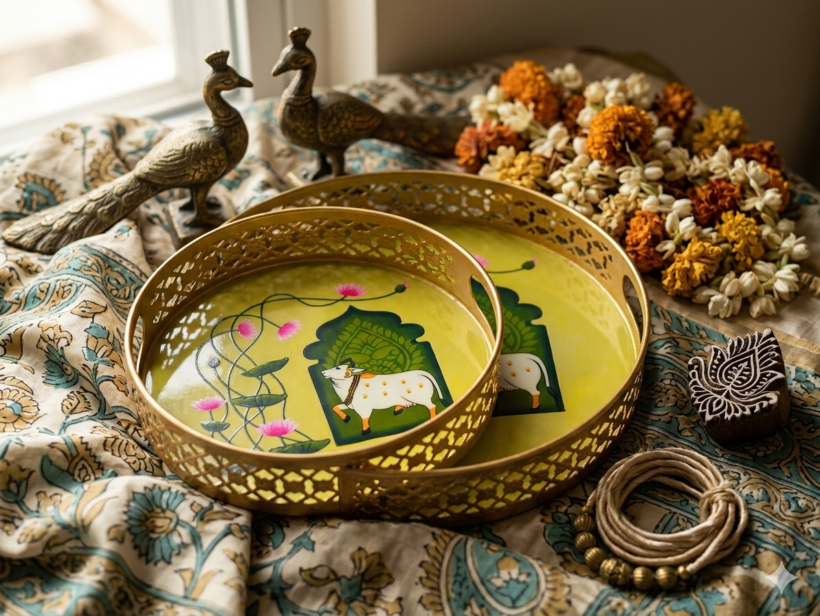 Hand-Painted Decorative Serving Trays