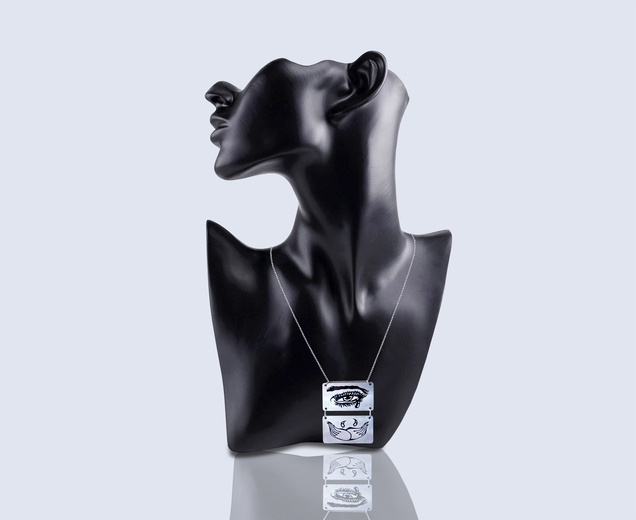 Engraved necklace FEELING SORRY in black