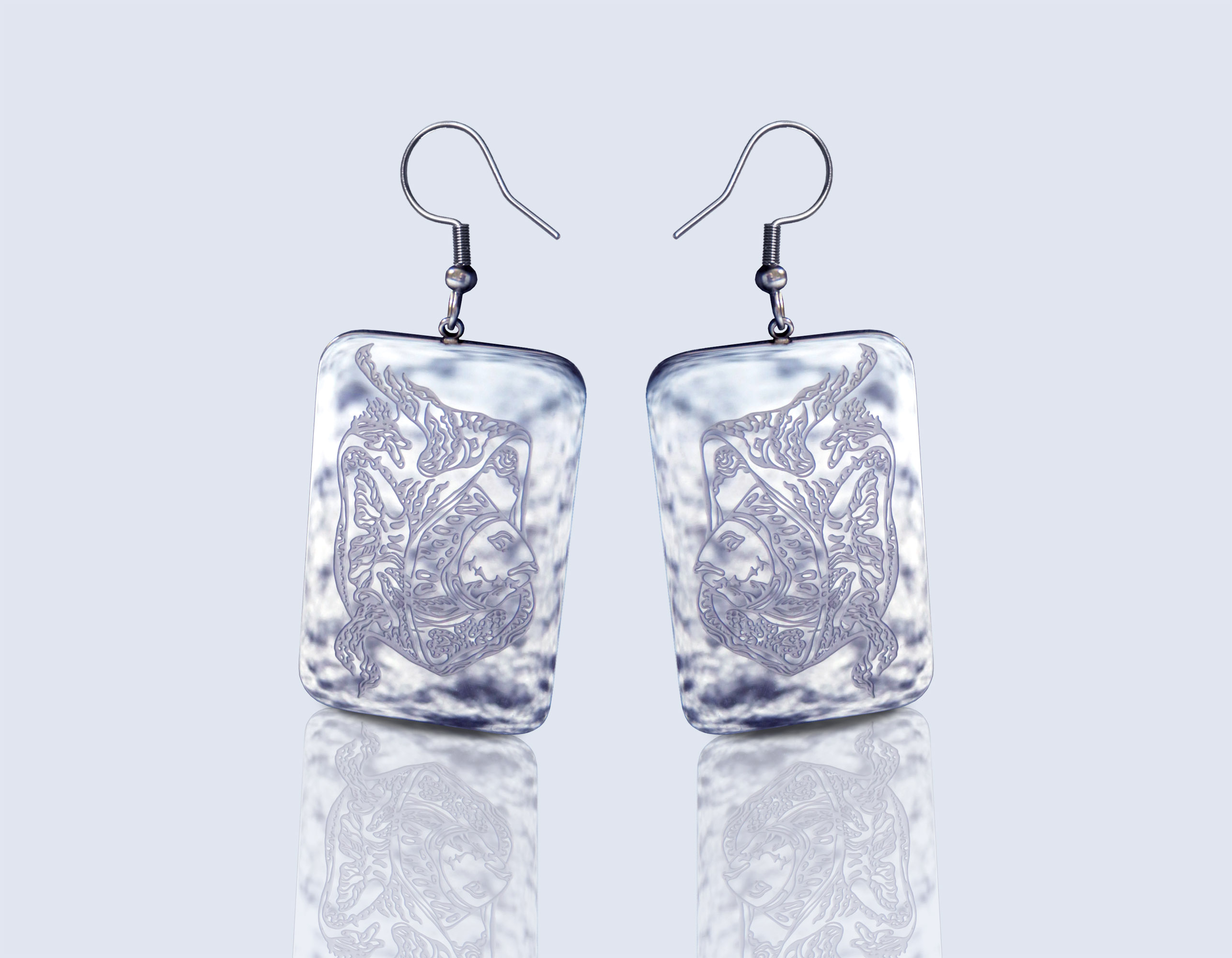 Engraved earrings AQUARIUM