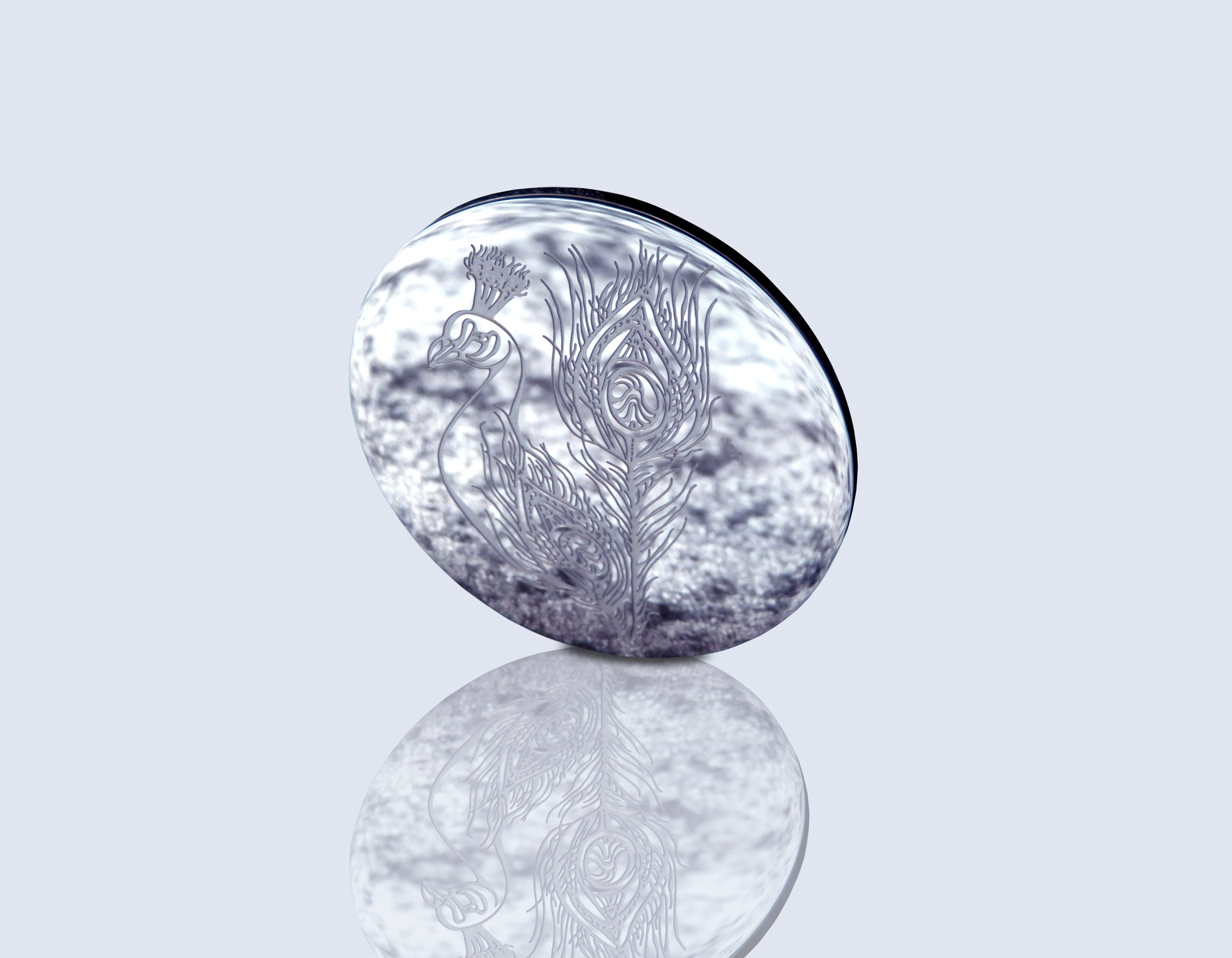 Engraved brooch PEACOCK