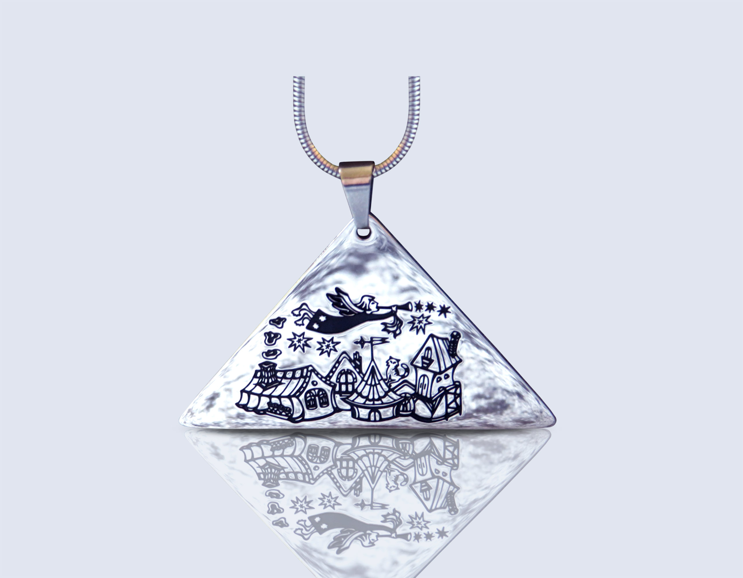 Engraved necklace ANGEL TRUMPETS