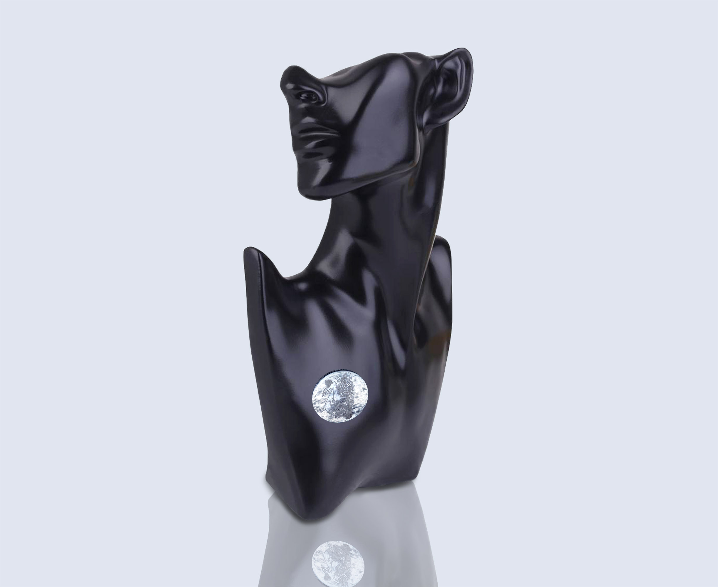 Engraved brooch PEACOCK