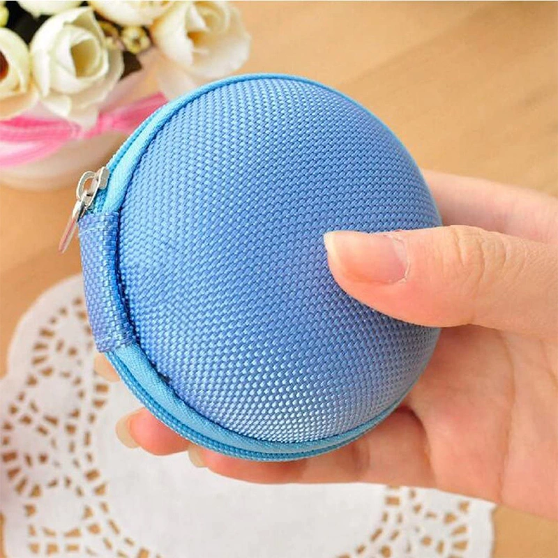Wholesale Round Shape Small Portable Shockproof EVA Earphone Case & Coin Organizer