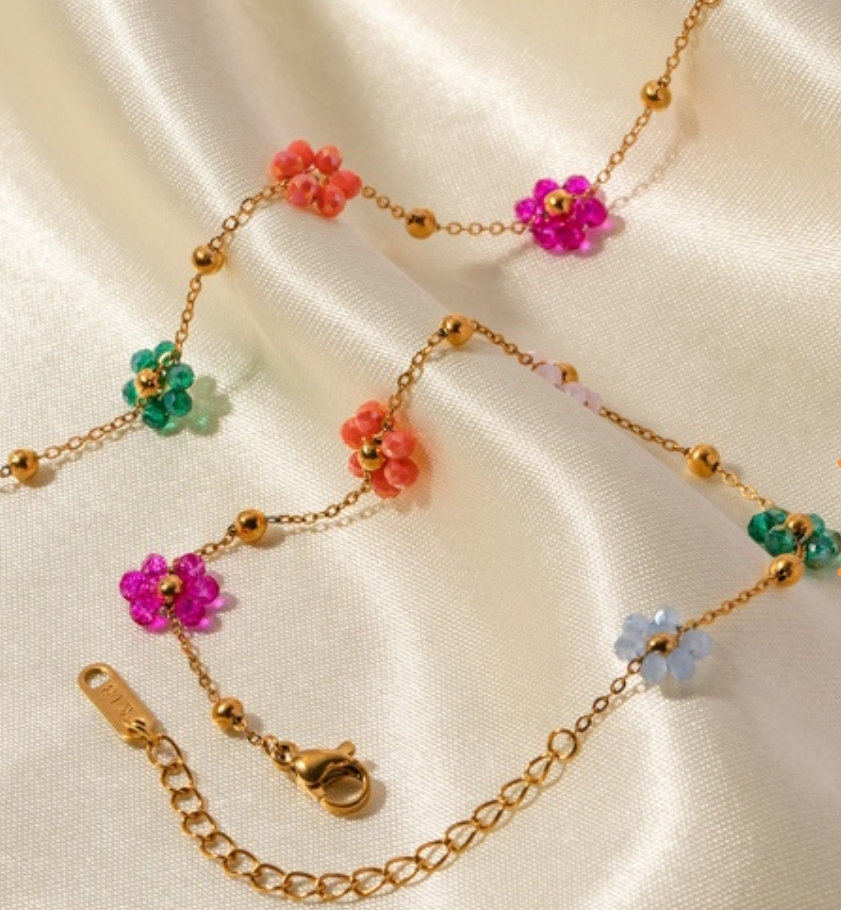 Collier fleuri multicolore