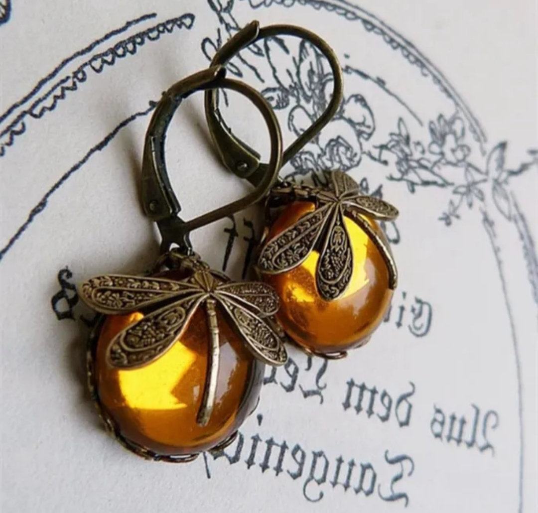Boucles d'oreilles libellule vintage