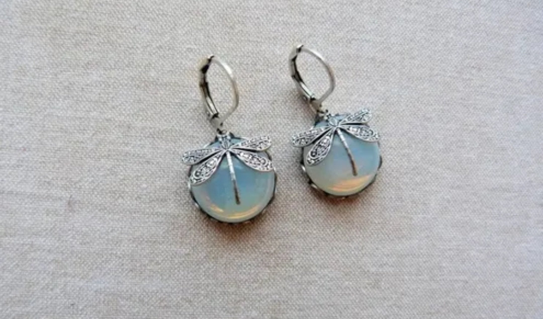 Boucle oreille rétro pierre de lune