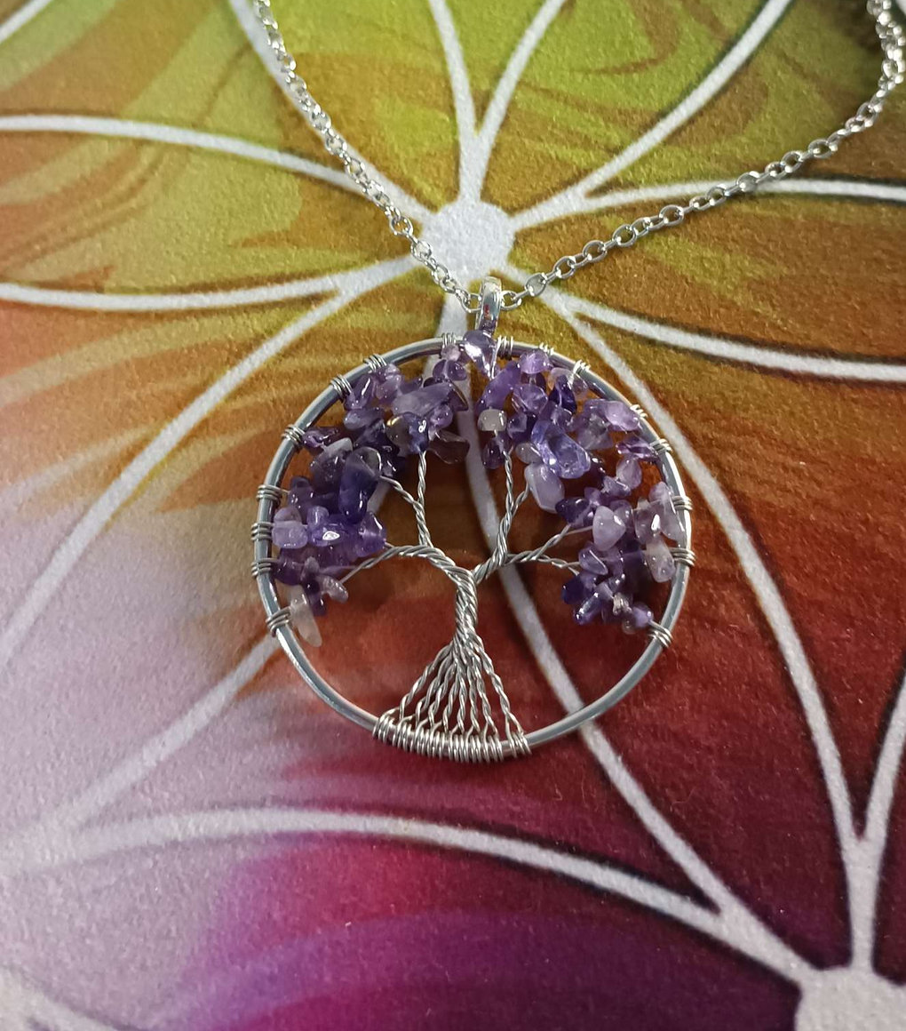 Pendentif arbre de vie améthyste 