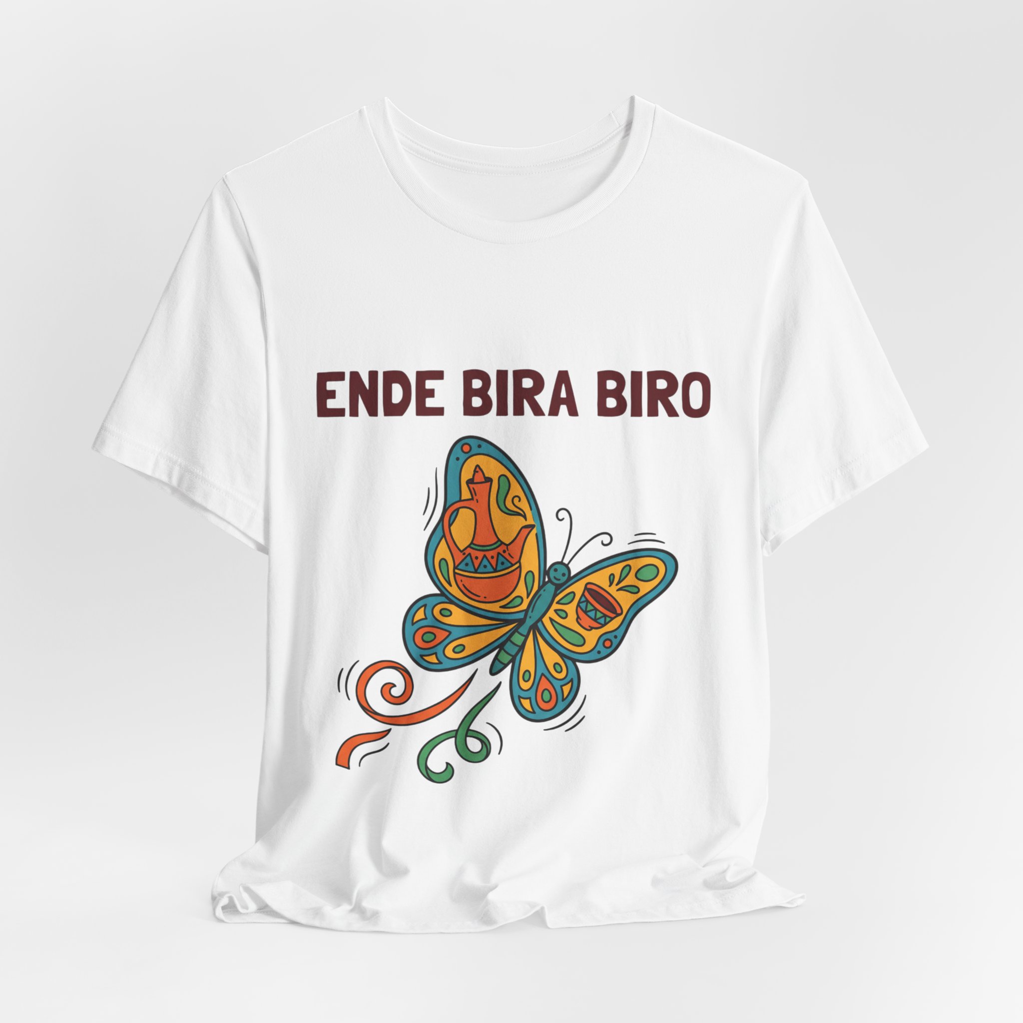 'Ende Bira Biro' Butterfly T-Shirt | Colorful Folk Art Illustration