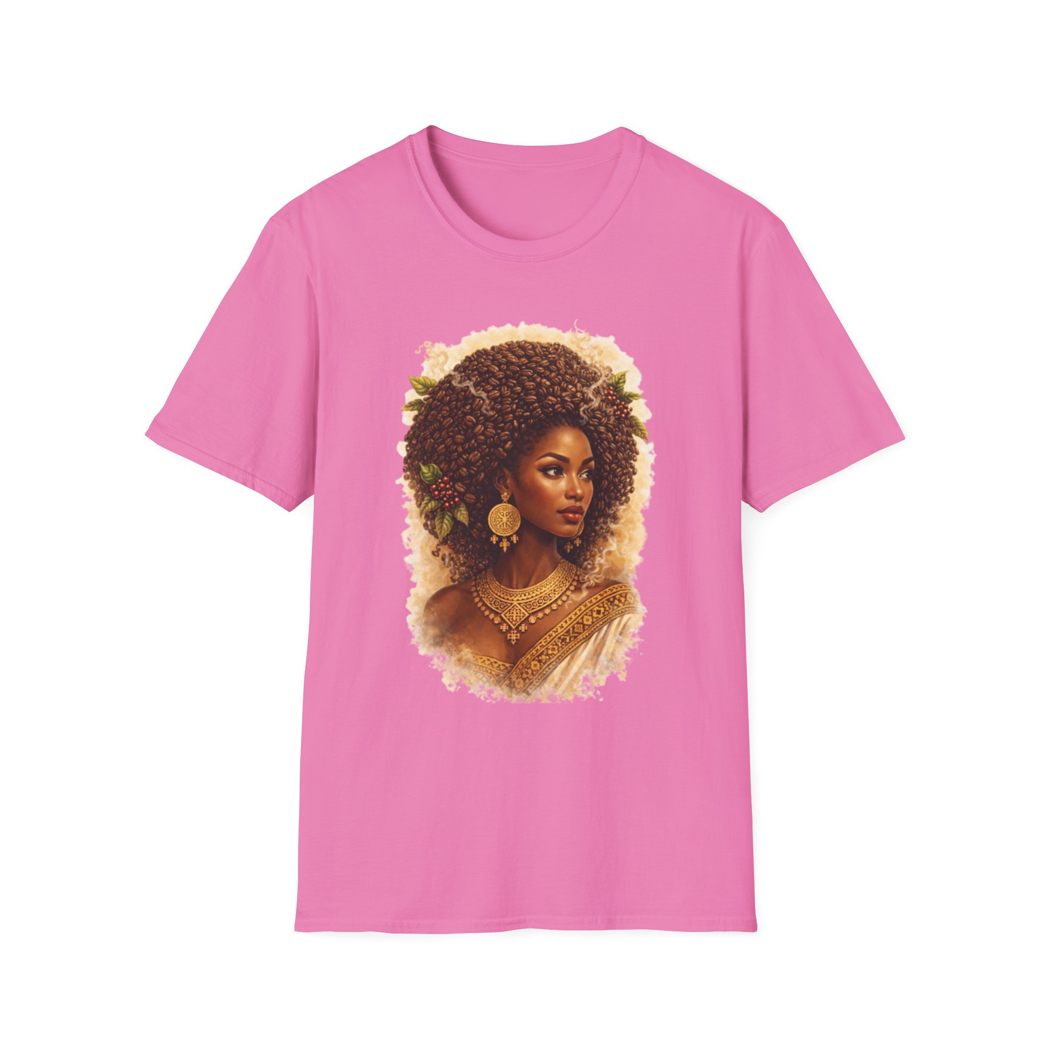 Afro Queen Portrait T-Shirt | Brown Skin Goddess Illustration