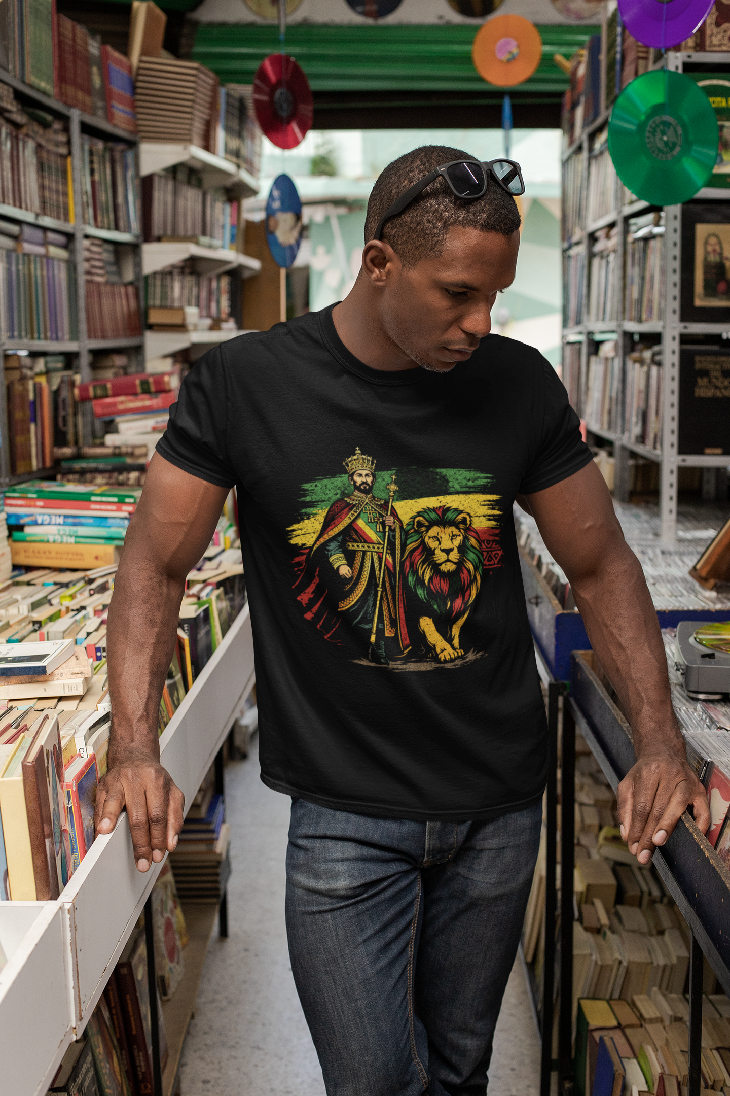 Rastafarian King with Lion T-Shirt | Reggae Rasta Colors Shirt