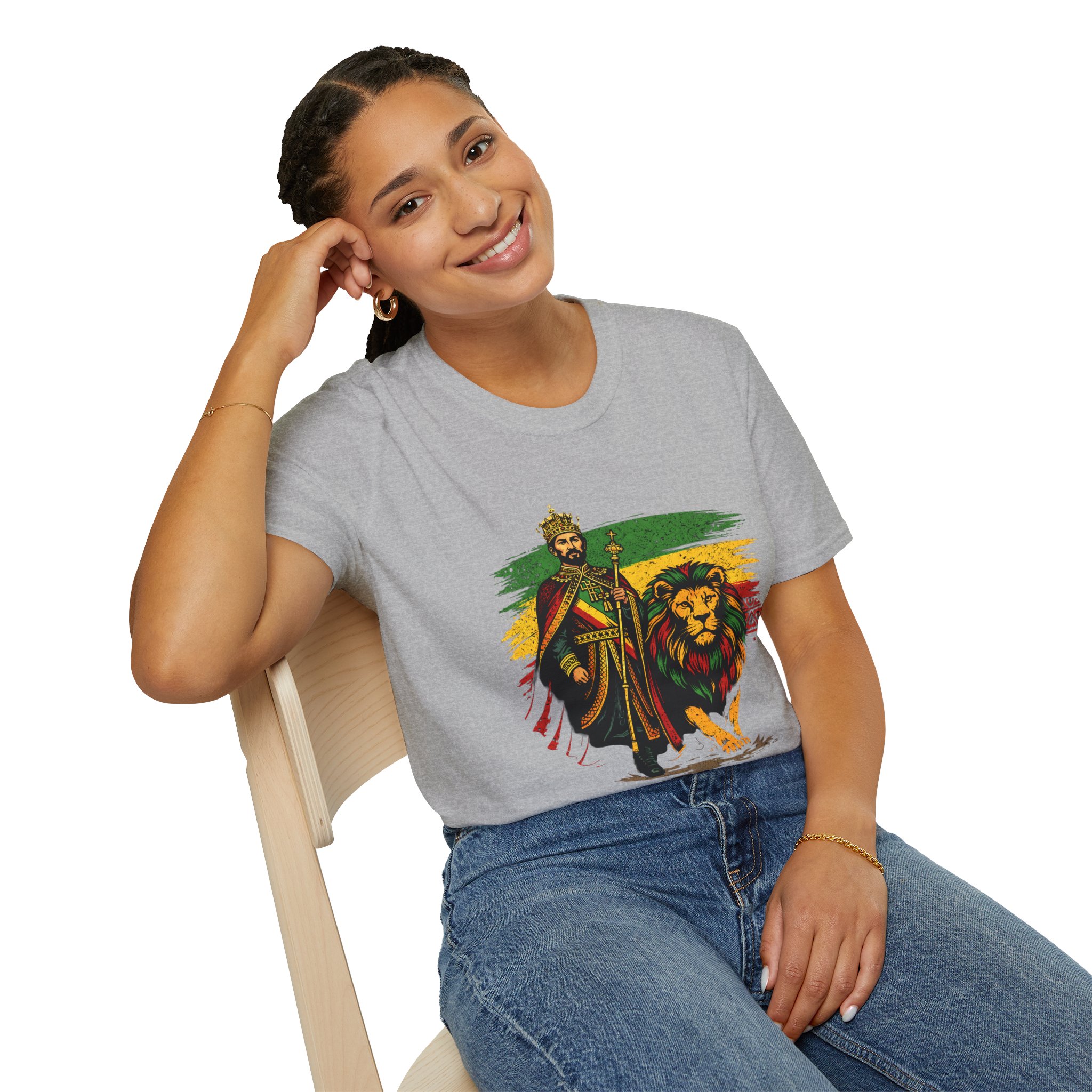 Rastafarian King with Lion T-Shirt | Reggae Rasta Colors Shirt