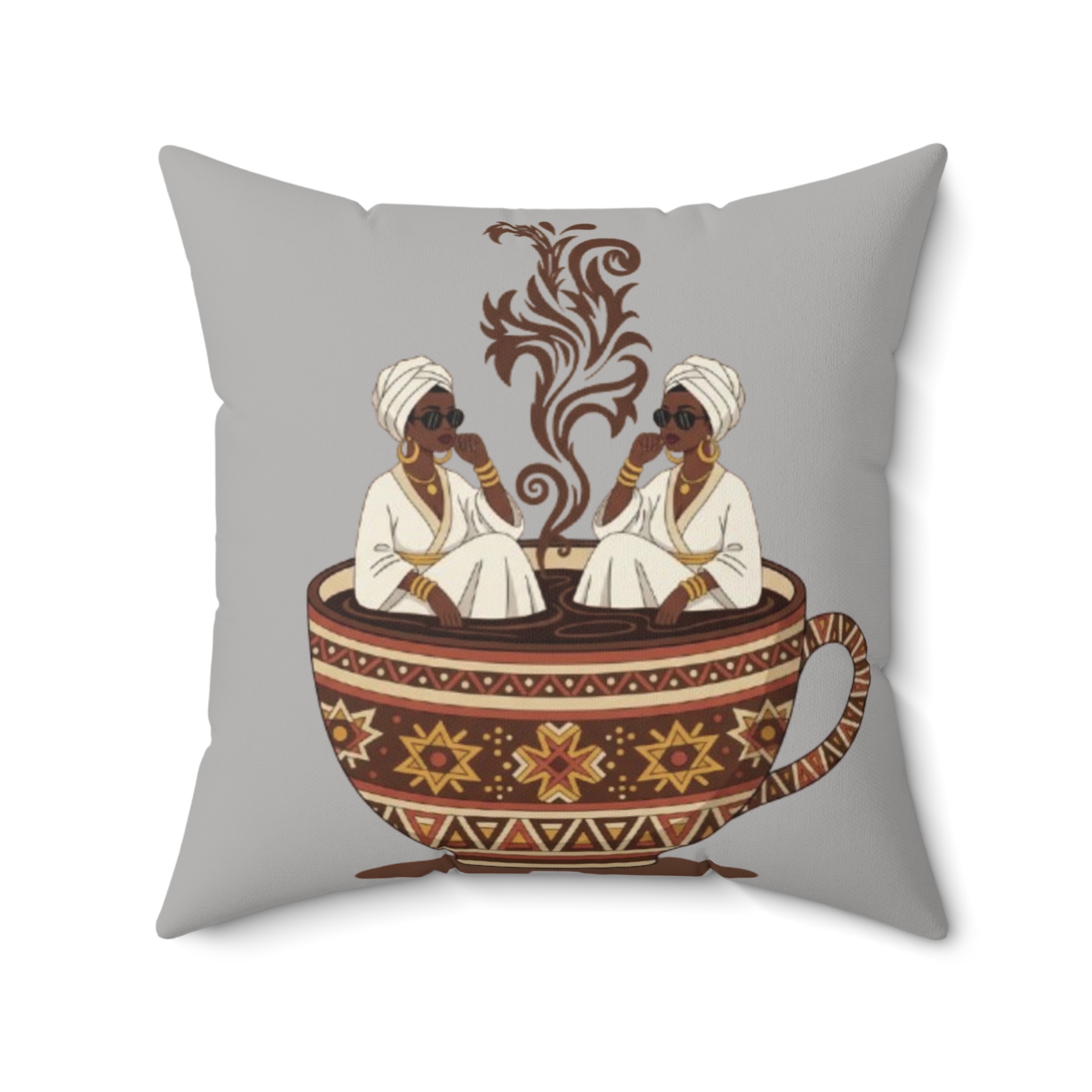 Ethiopian Coffee Ceremony Illustration Pillow | Square Pillow
