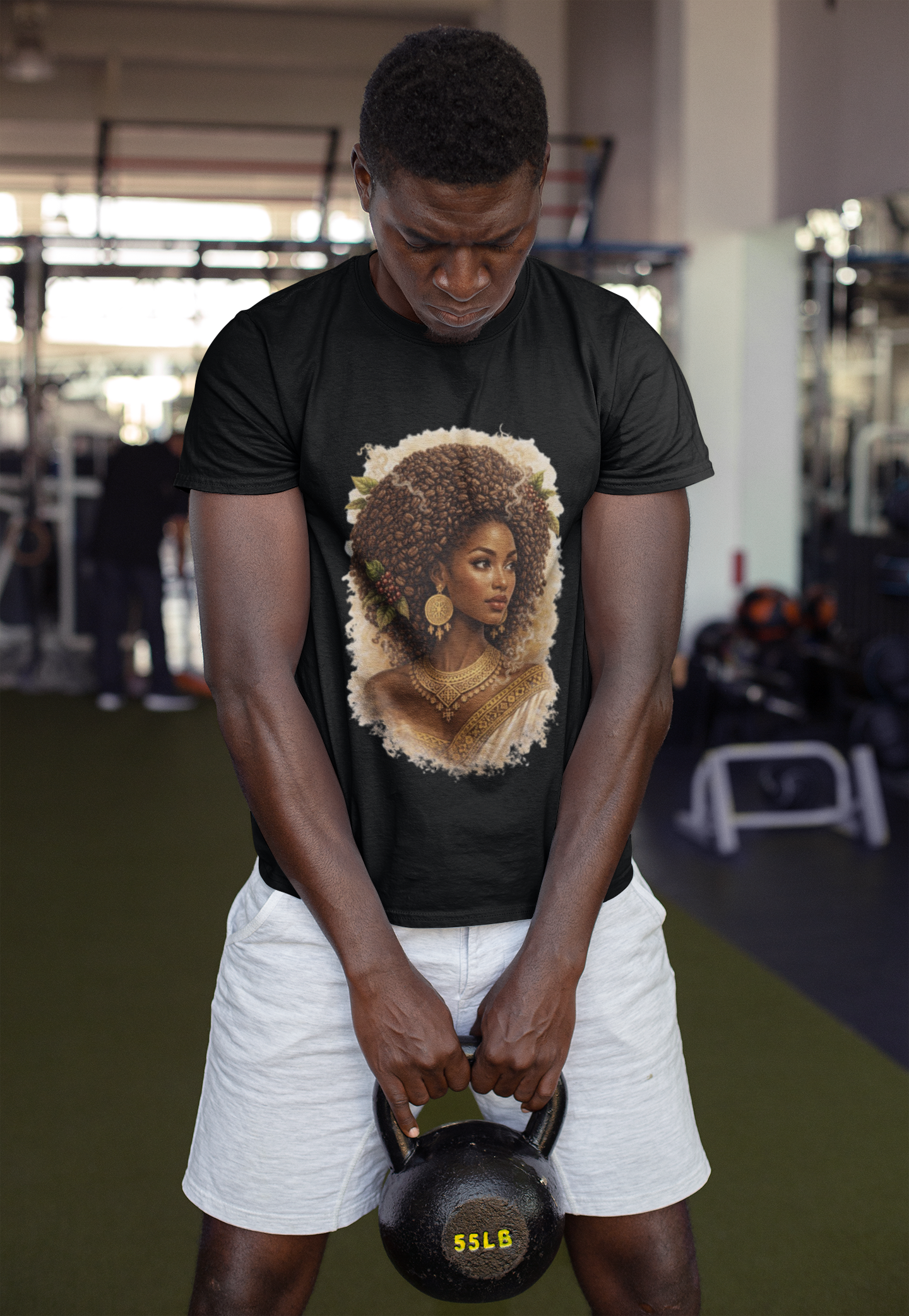Afro Queen Portrait T-Shirt | Brown Skin Goddess Illustration
