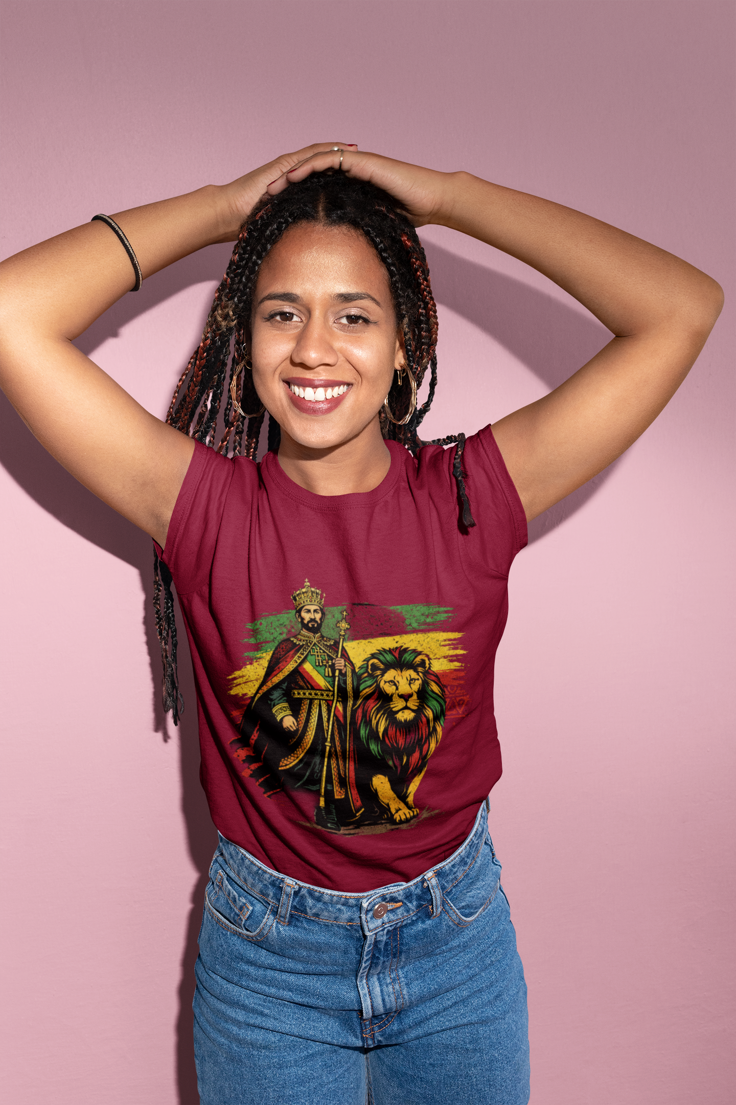 Rastafarian King with Lion T-Shirt | Reggae Rasta Colors Shirt