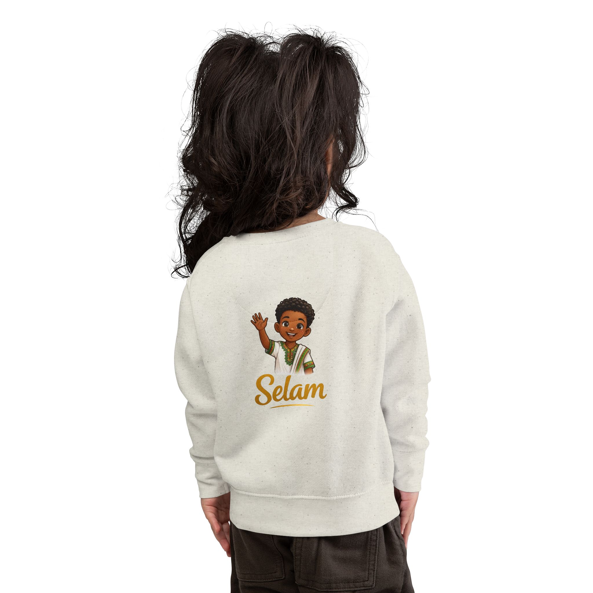 Selam Kid Praying Illustration Toddler Sweatshirt | Ethiopian Amharic Design