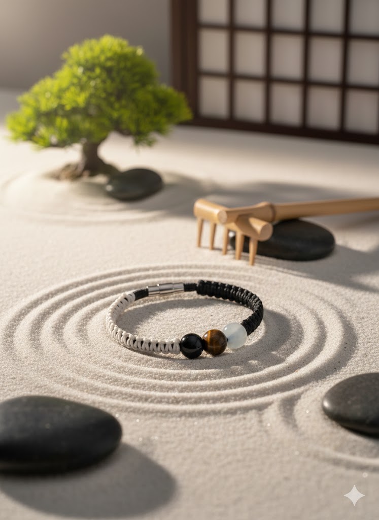 Bracelet Homme Zen Noir & Blanc – Perles Œil de Tigre, Onyx & Pierre Blanche