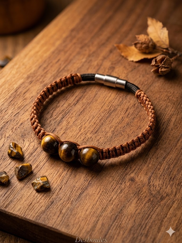 Bracelet "Le Serein" – Tressage Artisanal & Œil de Tigre