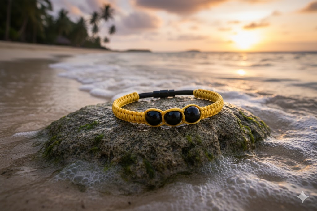 Bracelet "L’Intemporel" – Collection Artisanale 3 Pierres noires