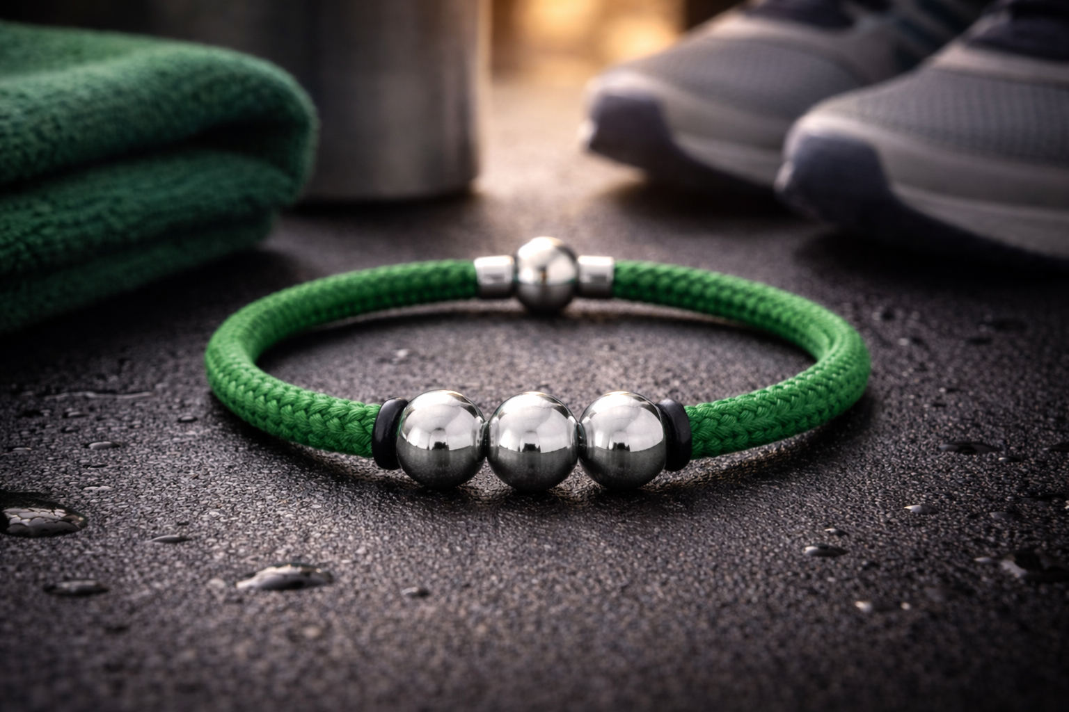 Bracelet "Le Titan Vert" 3 Boules Inox