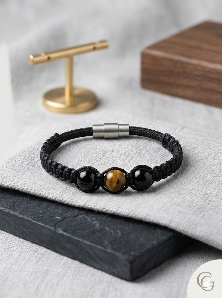 Bracelet noir d'Énergie "Équilibre Terrestre"