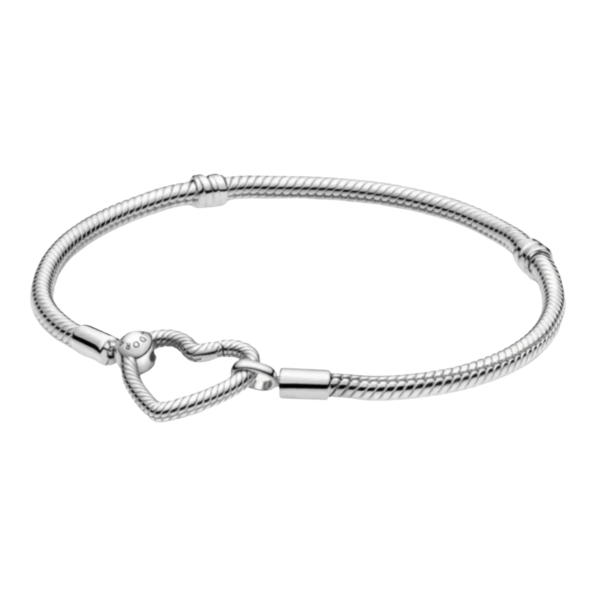 Pandora Moments Heart Closure Snake Chain Bracelet