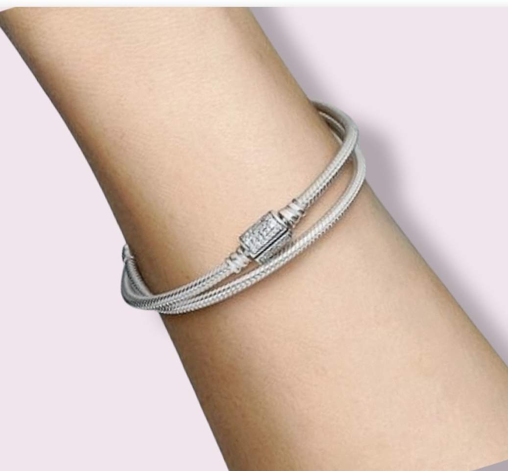 Pandora Bracelet, Double Wrap Barrel Clasp, 
