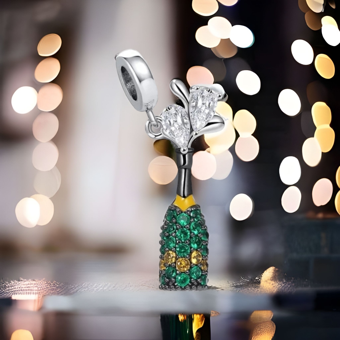 Champagne Bottle Charm Pendant Stainless Silver 925