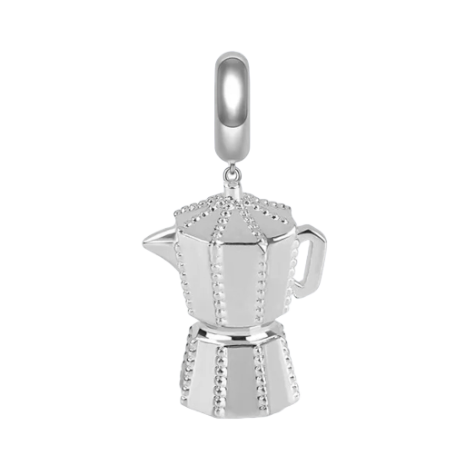 Coffee Maker Charm Pendant Stainless Silver 925