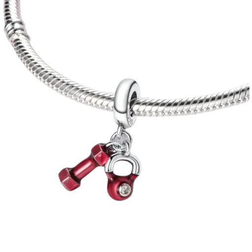Fitness Charm Pendant Stainless Silver 925