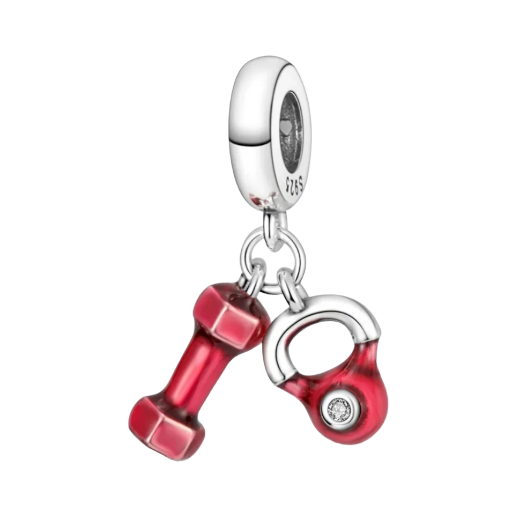 Fitness Charm Pendant Stainless Silver 925