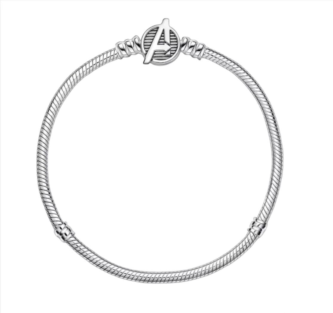 Pandora Moments Marvel the Avengers Logo Claps Snake Chain Bracelet