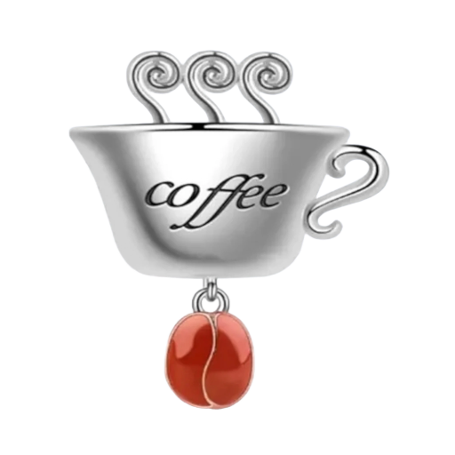 Coffee Cup Charm Stainless Silver 925