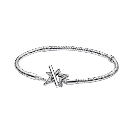 Pandora Moments Asymmetric Star T-bar Snake Chain Bracelet