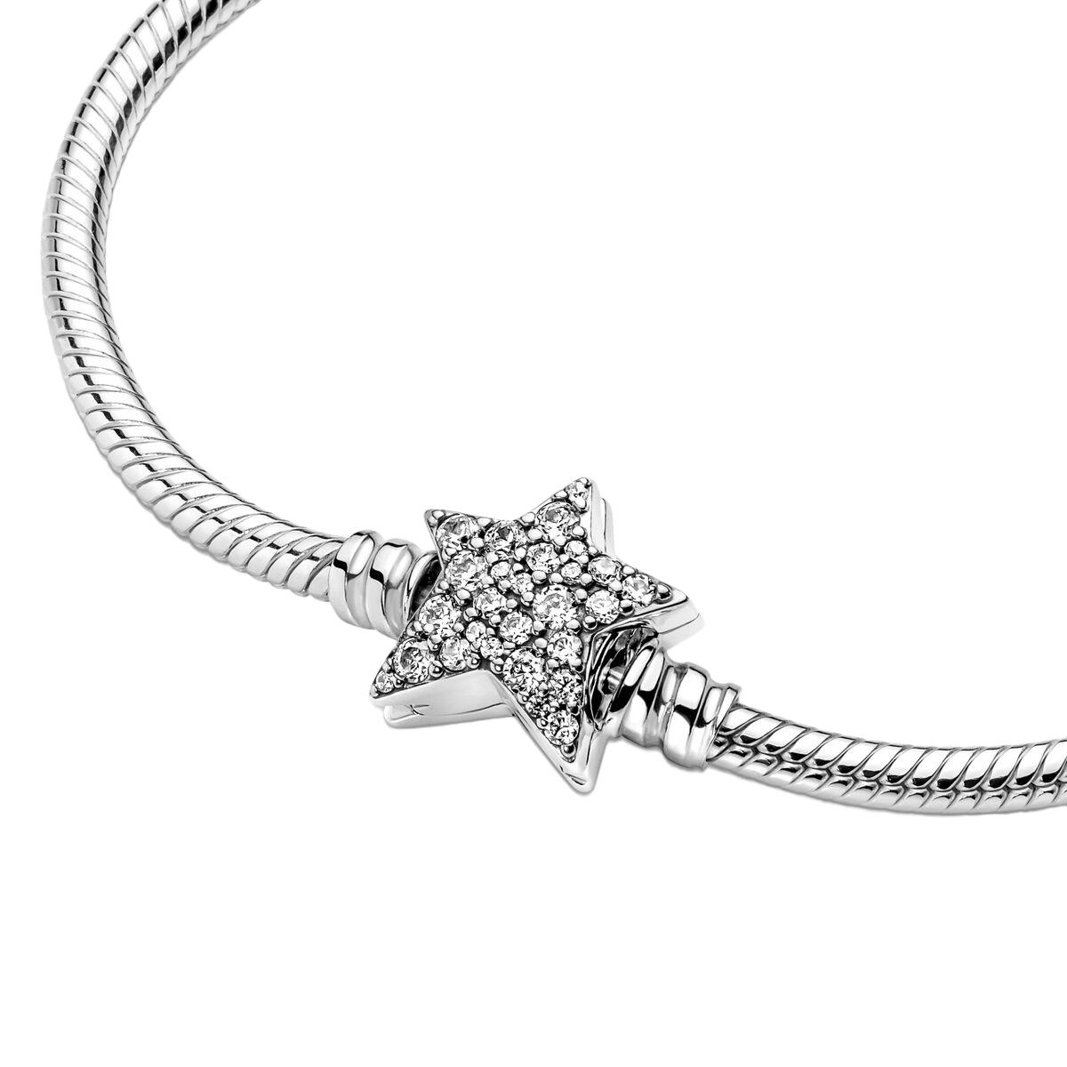 Pandora Moments Asymmetric Star Clap Snake Chain Bracelet 