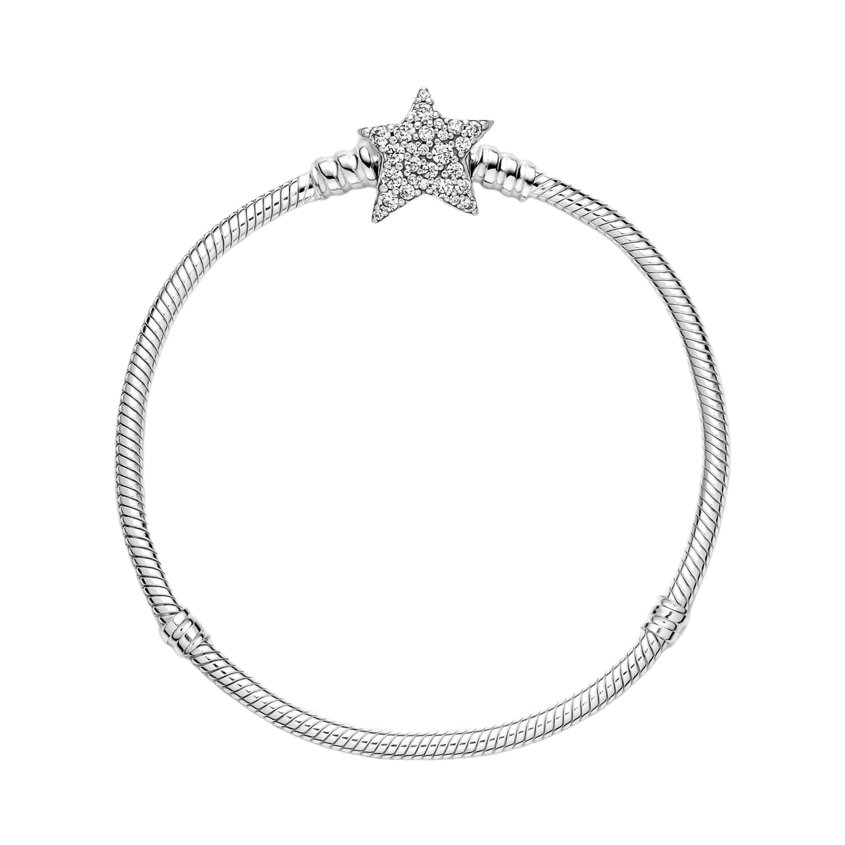 Pandora Moments Asymmetric Star Clap Snake Chain Bracelet 
