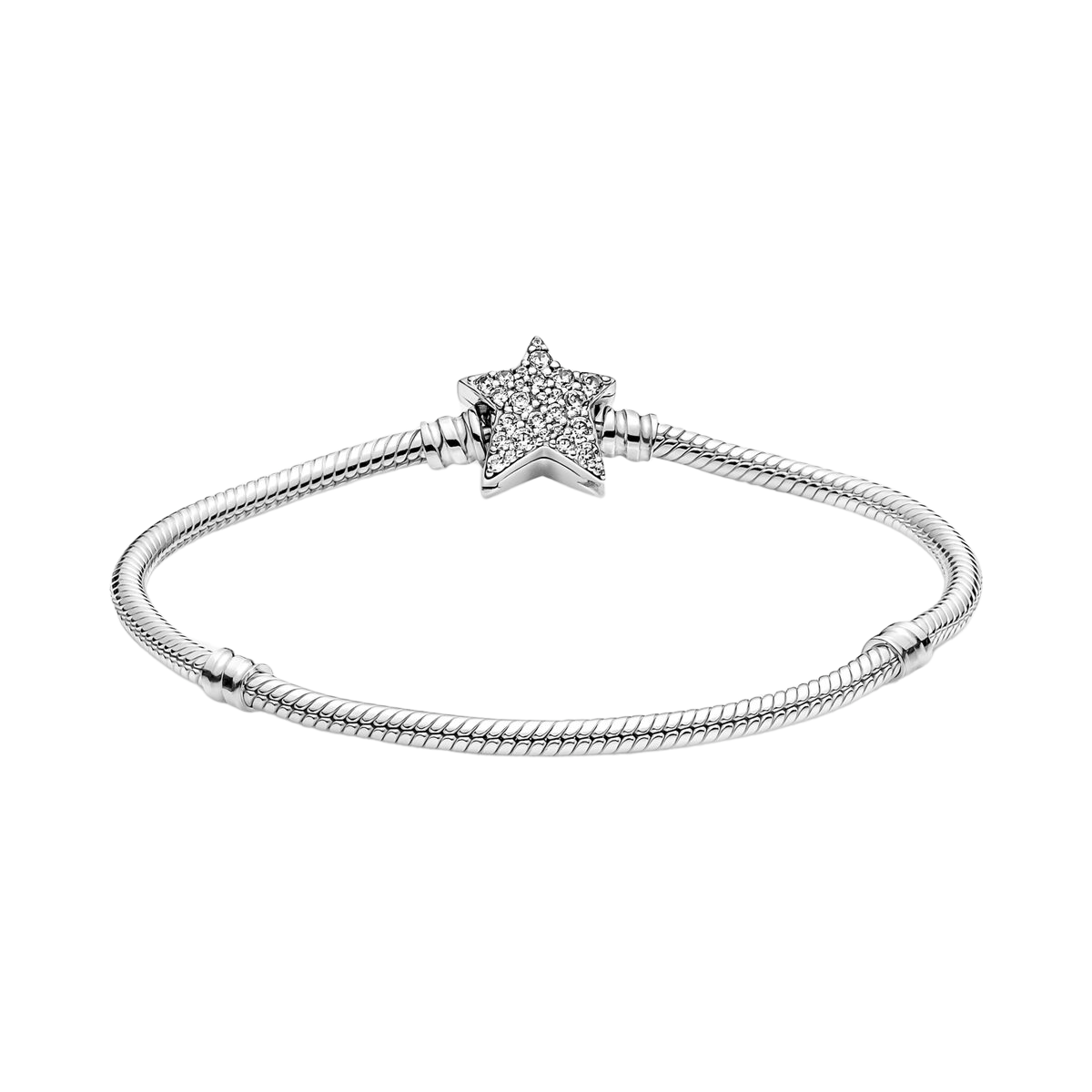 Pandora Moments Asymmetric Star Clap Snake Chain Bracelet 