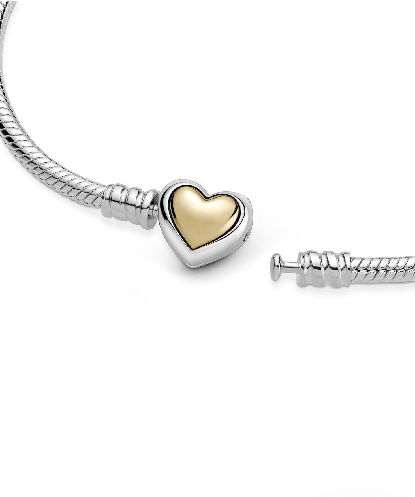 Domed Golden Heart Clasp Snake Chain Bracelet 