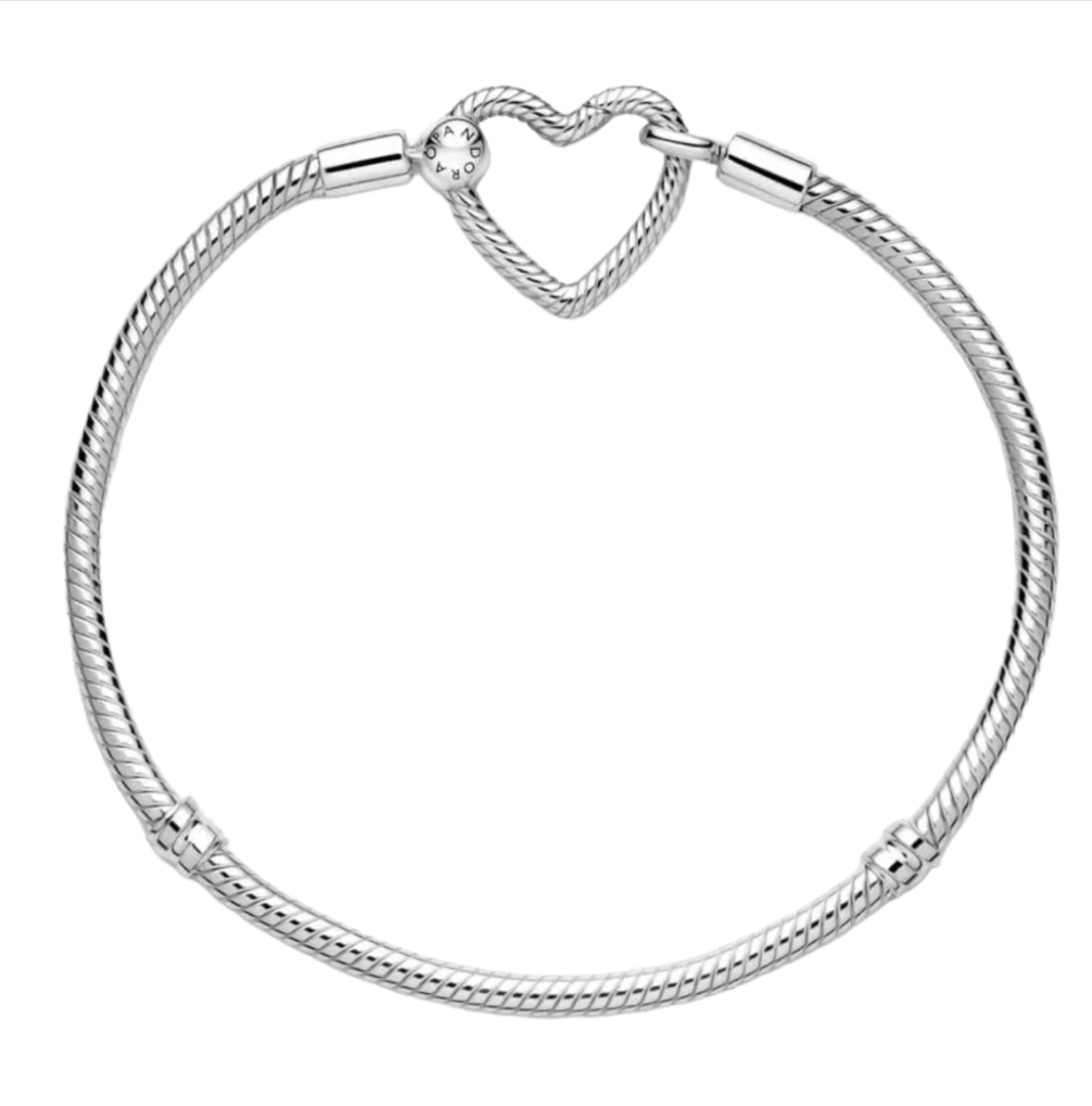 Pandora Moments Heart Closure Snake Chain Bracelet