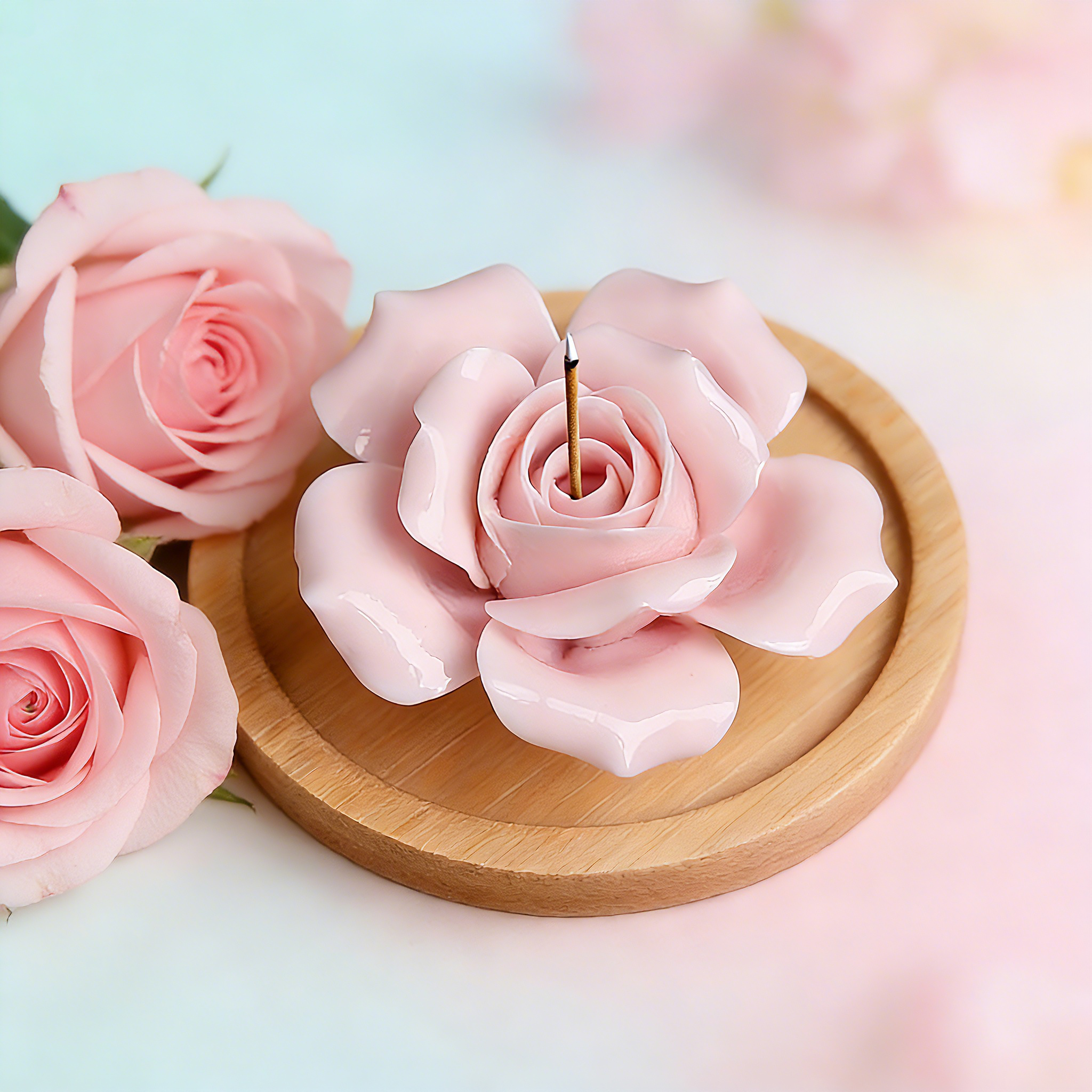 Ceramic Rose Incense Holder