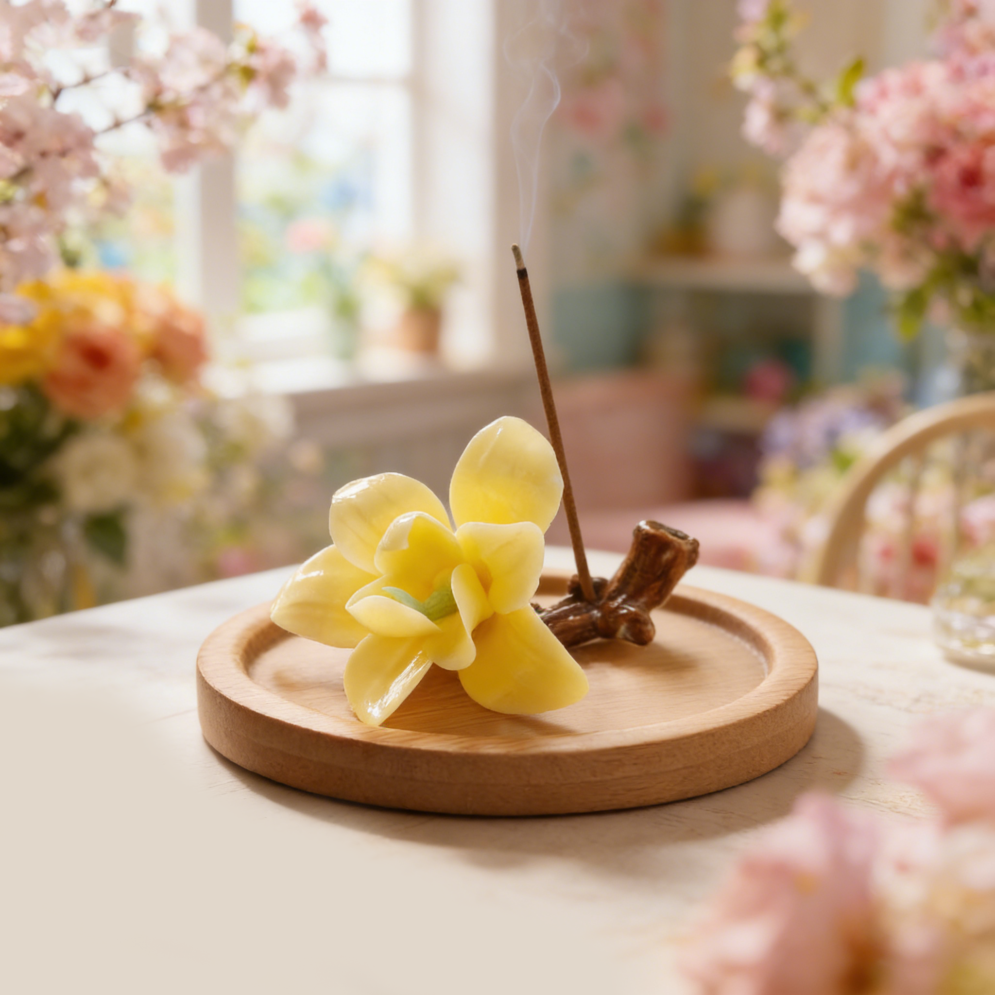 Yellow Magnolia Ceramic Incense Holder