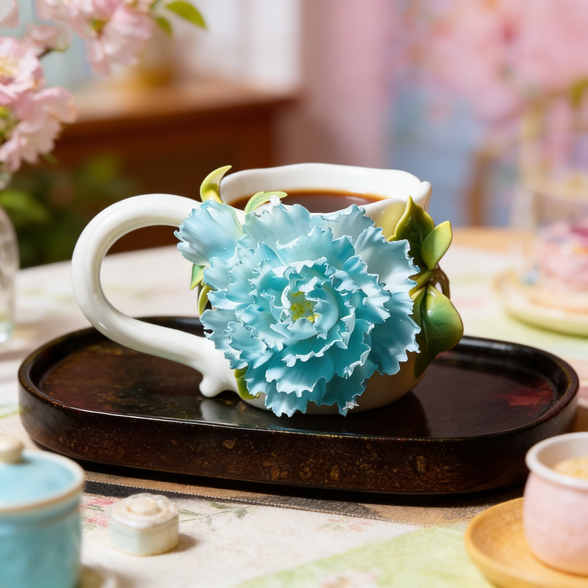 Blue Carnation Ceramic Mug