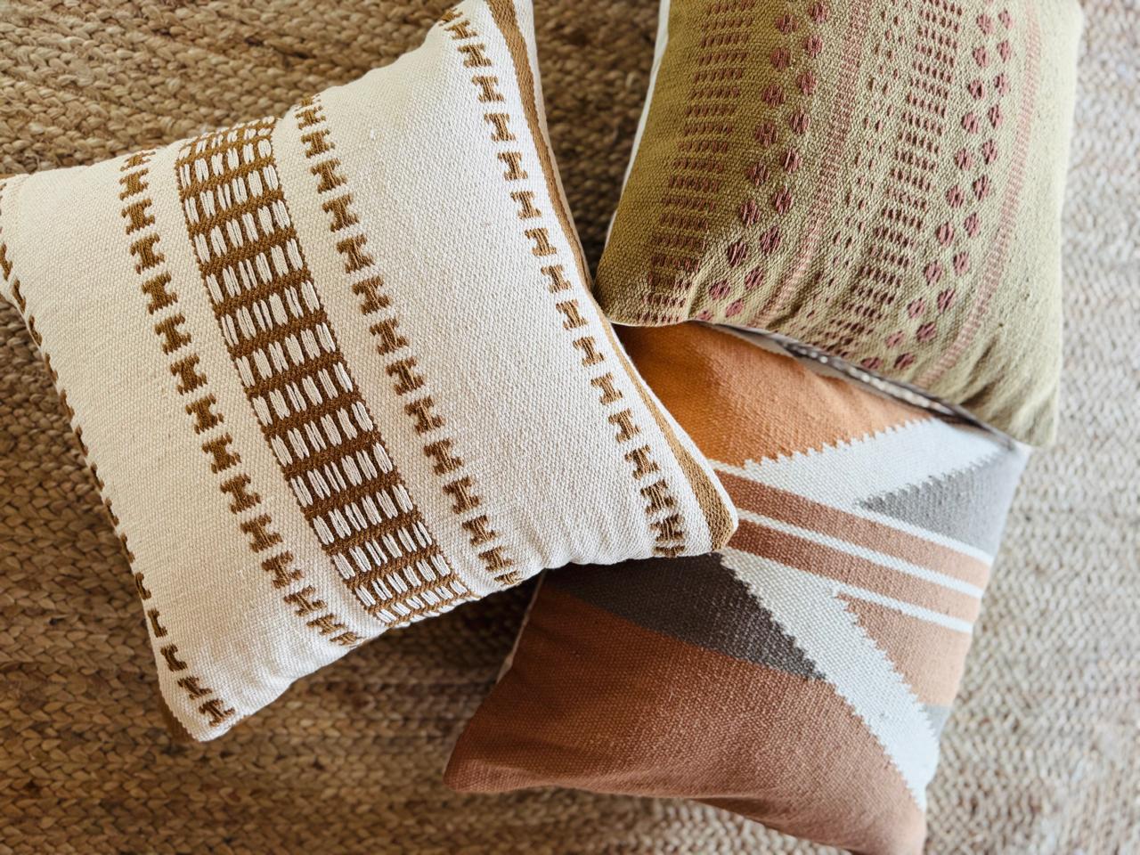 Handwoven Designer Cotton Pedal weave Cushion Cover