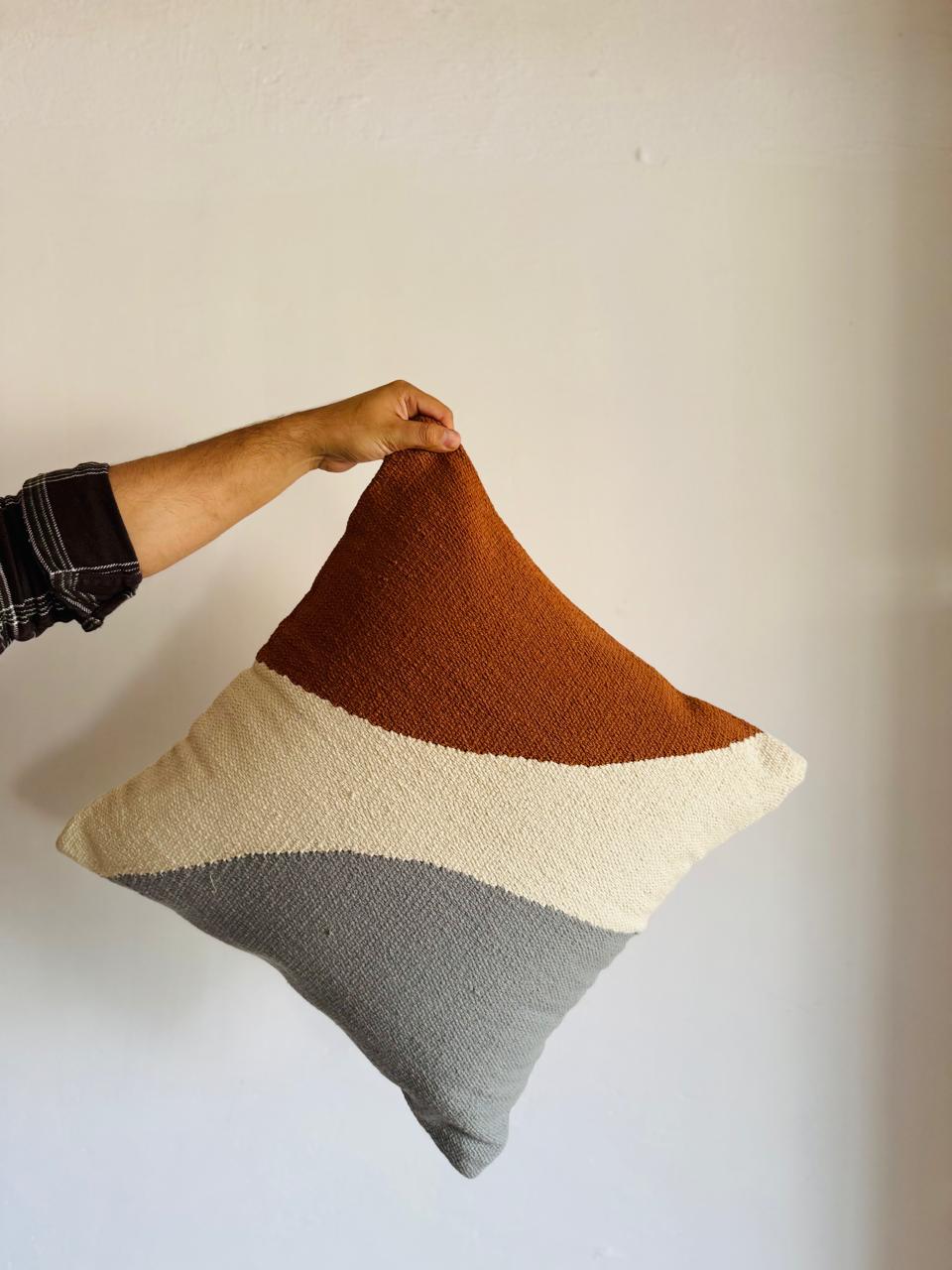 Designer Handwoven Cotton Curve Cushion Cover